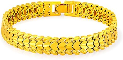 LSDMY Wrist Chain 24k Gold Plated Noble Women's Men's Bracelets Bangle