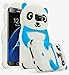 Bastex Galaxy S7 Edge Case, 3D Blue & White Silicone Panda Character Case Cover for Samsung Galaxy S7 Edge