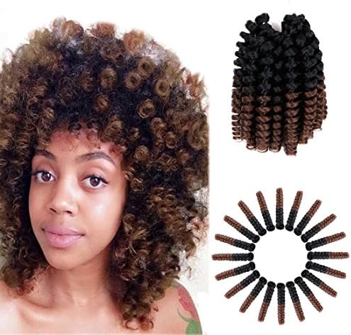 PHOCAS HairPhocas 5 Packs Synthetic Saniya Curly Crochet Hair 20 inch 20roots/pack for Crochet Braids Hair(Black to Brown)