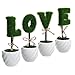 MyGift Decorative L-O-V-E Letter Shaped Small Faux Topiary Trees in White Ceramic Pots, Indoor Artificial Plants Sculpted Love Hedge Gift for Mom, 4 Piece Set