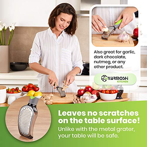 Yarmoshi lemon zester Ginger Grater for Garlic, Nutmeg, Chocolate, Lemon Zest and More. Stainless Steel Blade. Ergonomic Penguin Handle with Non-Slip Rubber Coating for Easy Grip. Dishwasher Safe