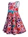 Arshiner Little Girls O-Neck Sleeveless Floral Print Back Zipper Pleated Dress with Belt