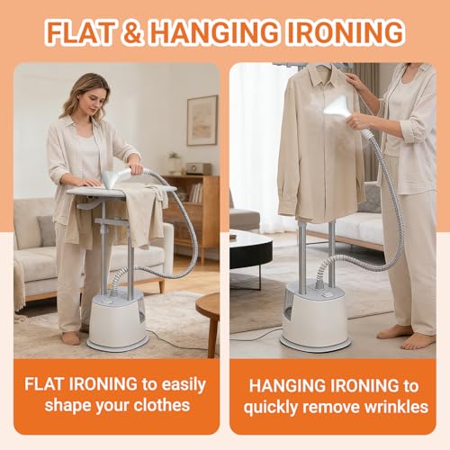 2000W Garment Steamer and Clothes Steamer with Stand, 2.5L Tank, Fast Heat-Up, 70-Min Continuous Steam, Vertical Steamer for All Fabrics