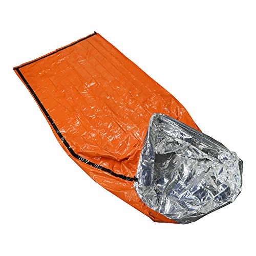 Delmera Emergency Survival Sleeping Bag, Lightweight Waterproof Thermal Emergency Blanket, Bivy Sack with Portable Drawstring Bag for Outdoor Adventure, Camping, Hiking, Orange - Thumbnail 3