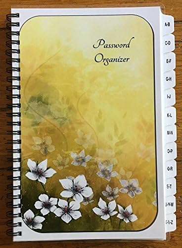 Large Print Password Book Internet Address Book A-Z Tabs White Flowers Personalized Gifts