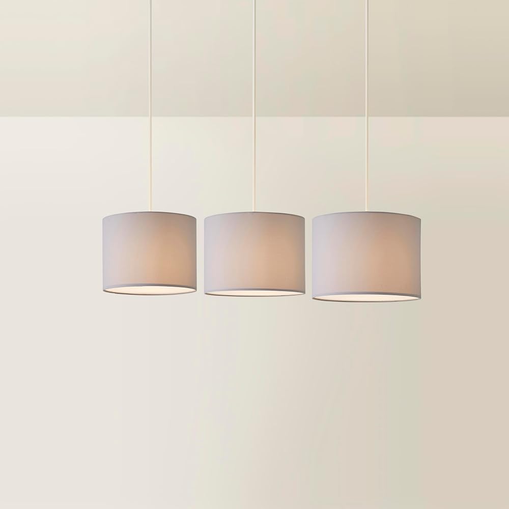 MiniSun Nesting Grey Fabric Ceiling Light Shades Pack of 3 30cm Shade