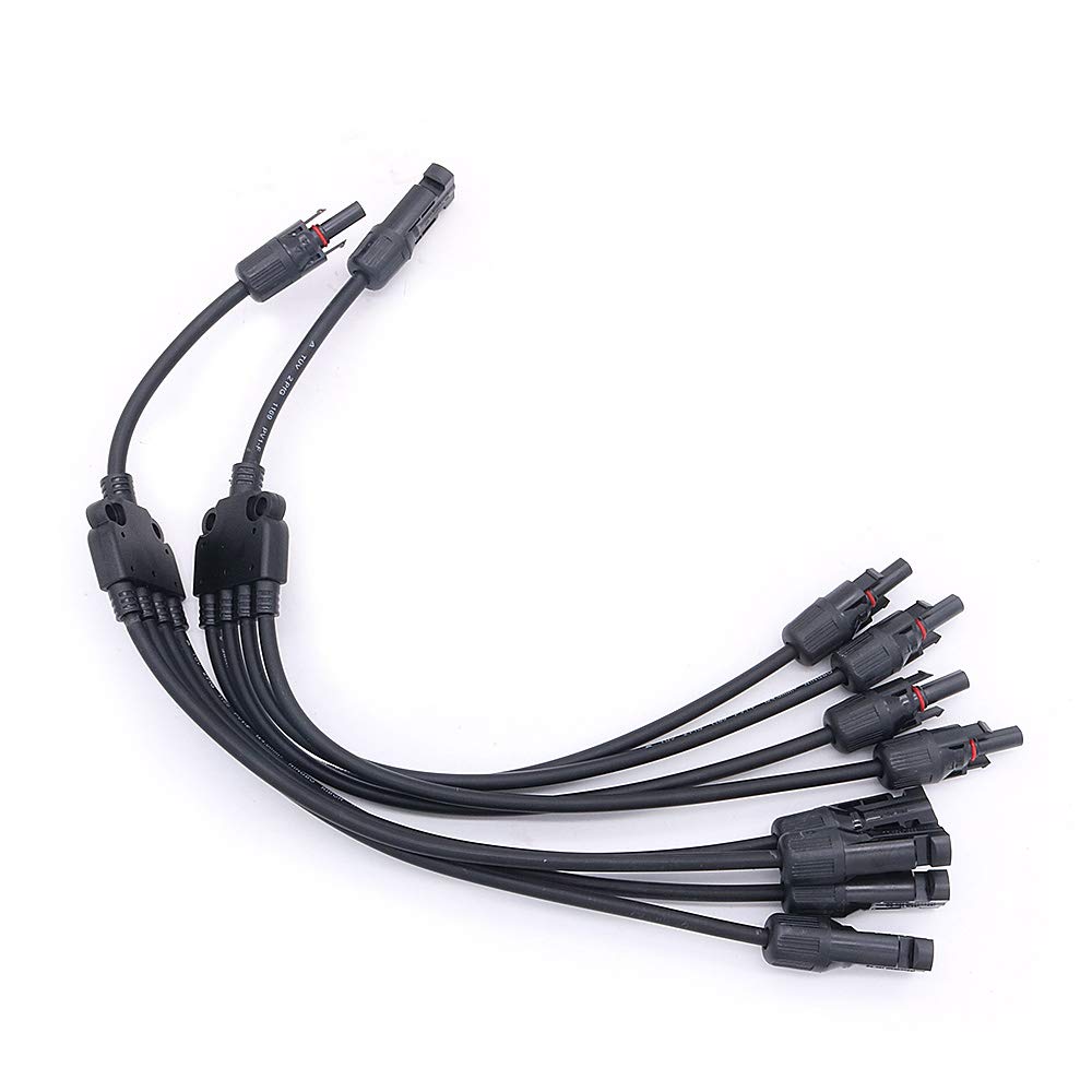 NUZAMAS 4 to 1 Branch Y Type Solar Panel Wire Cable, Connectors Male Female Connector, Extension Cable, DIY Cable Accessories Tool