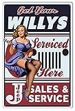 TYmall Door Sign Jeep Willys Garage Shop Pin Up Girl Sign by Steve McDonald Retro Metal Tin Sign 8X12 Inch