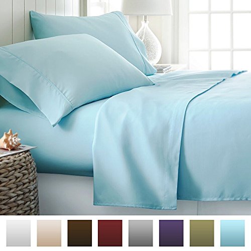 Beckham Hotel Collection Luxury Soft Brushed Microfiber 4 Piece Bed Sheet Set Deep Pocket - Cal. King - Aqua