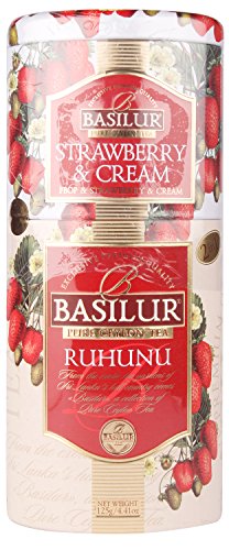 Basilur Tea Zinndose mit zwei Schichten, Erdbeere/Creme/Ruhuna Tee, 125 g