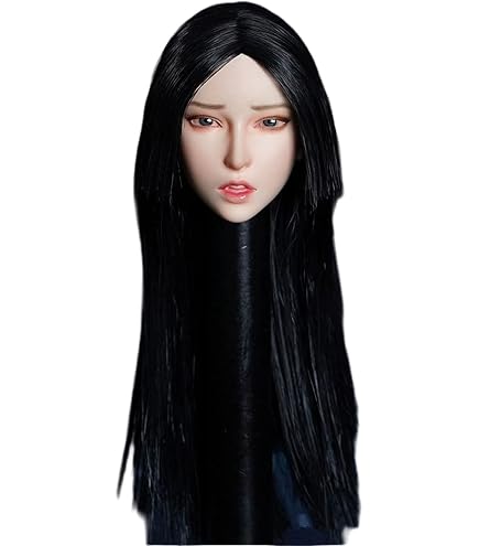 1/6 アジア人女性ヘッドC（Black Long Staight Hair） Amazon.com: 1/6 Scale Female Head Sculpt, Beauty Asia Girl Planted