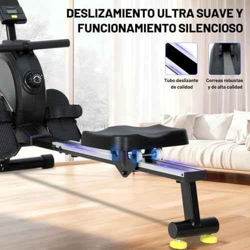 Máquina de Remo para casa, Máquina Remo casa con 16 Niveles de Resistencia, Pantalla LCD, Rowing Machine Magnético súper silenciosa, Nuevo Diseño, Mquina De Remo Profesional Gym En Casa