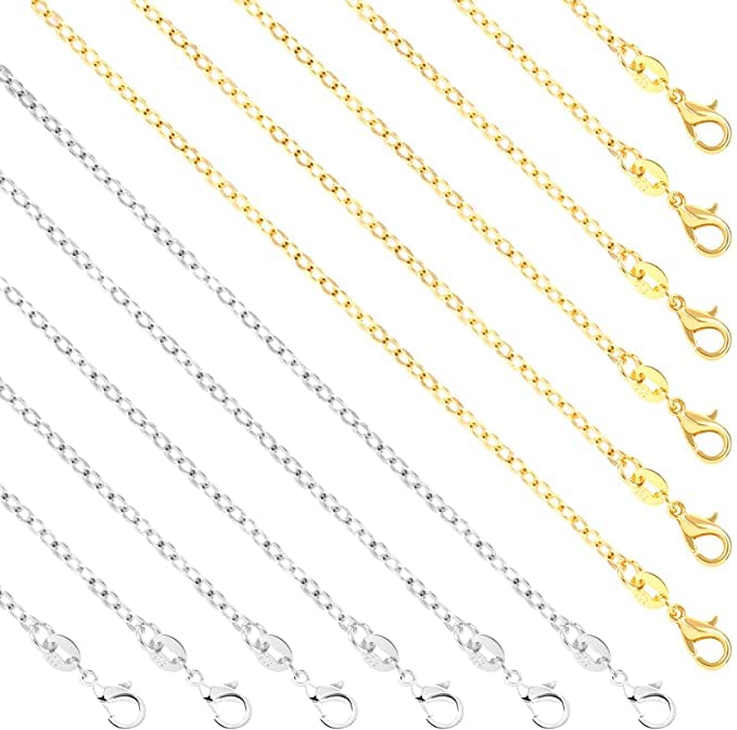 Two 24 Inch Chain Stack SANNIX 50 Pack 24 Inch Necklace Chains Bulk for Jewelry Making Cable ...