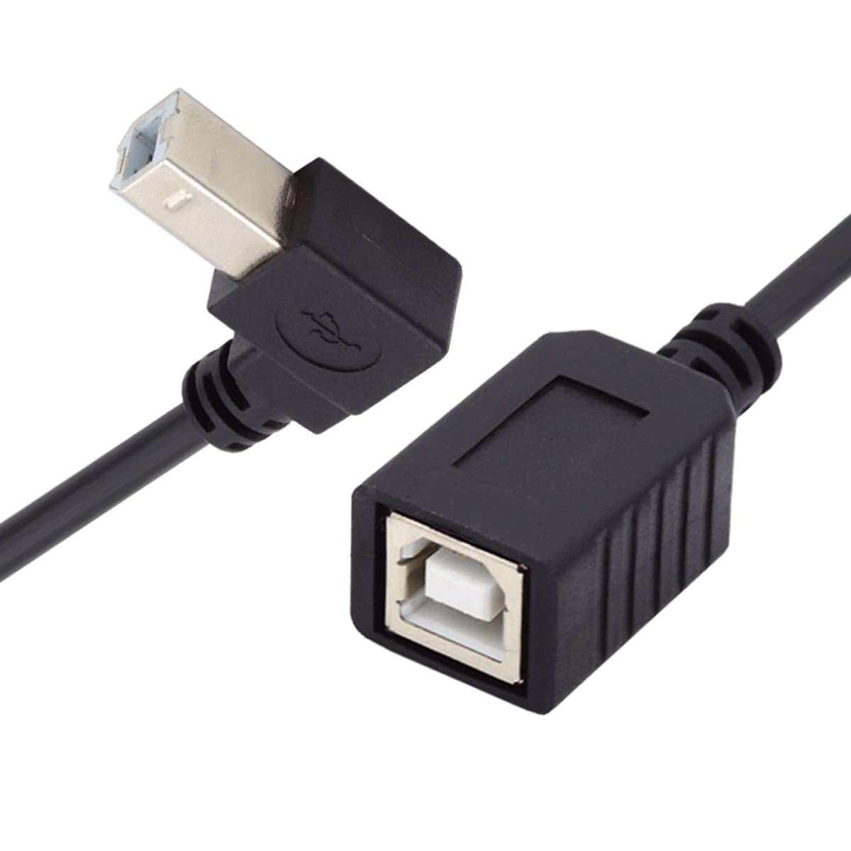CY USB 2.0 B Type Male to Female Extension Cable Down Angled 90 Degree 20cm for Printer Scanner Disk