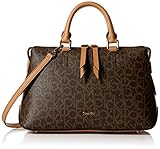 Calvin Klein Maggie Monogram Signature Satchel, Brown/Khaki