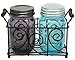 Mason Jar Lifestyle Caddy for 2 Pint Mason Jars with Swirl Design and Black Wire Handles