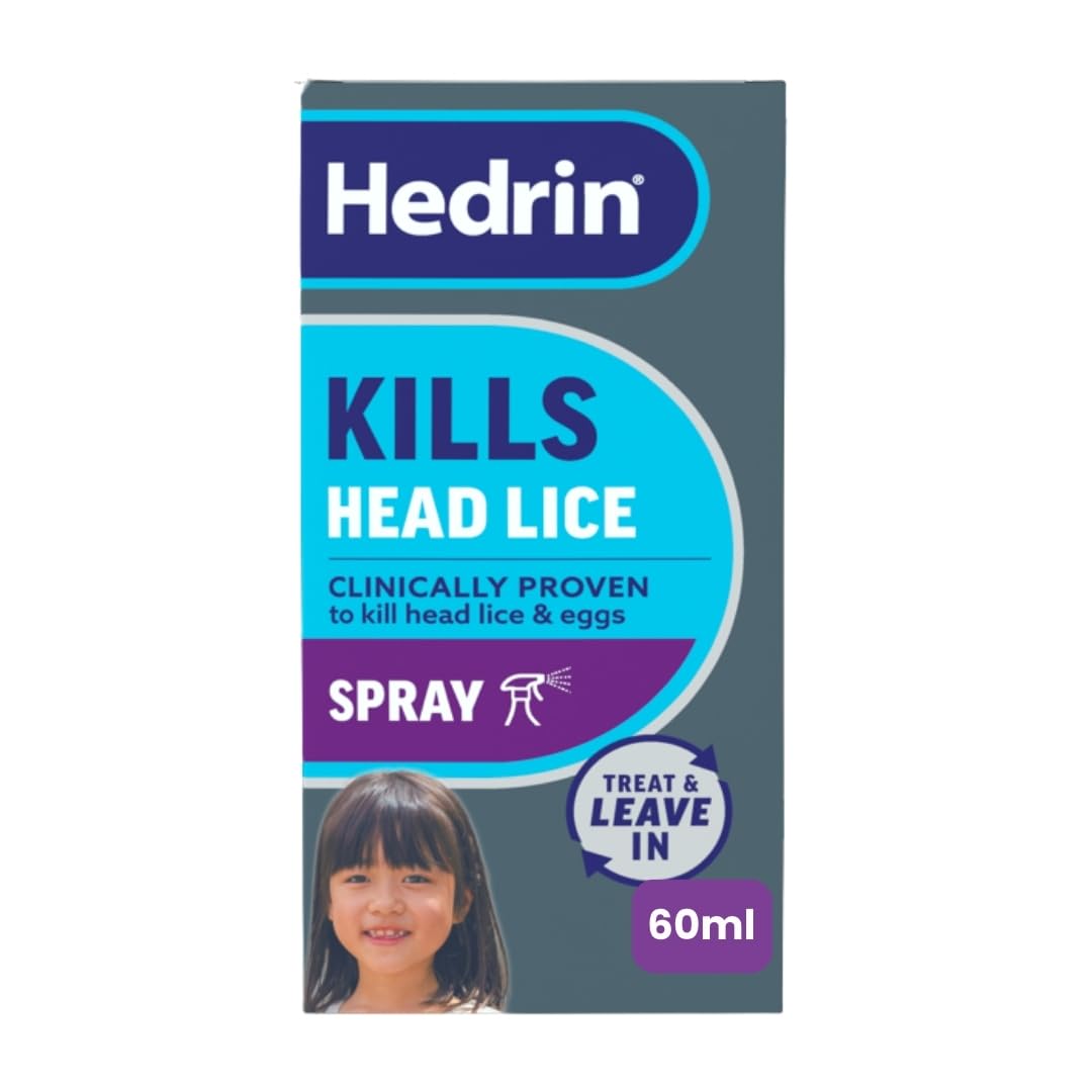 Hedrin Treat & Go Leave-In Spray, Fast, No Fuss Lice & Nit Treatment, Kills Head Lice & Eggs, Clinically Tested, Suitable for Adults & Children, 1 x 60ml (2 x 30ml Treatments)