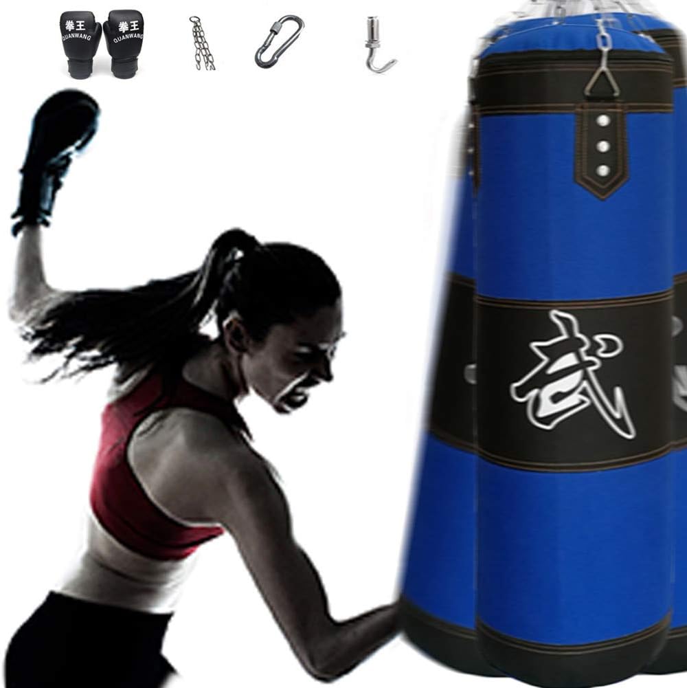 KKLU Heavy Boxing Empty Sandbag Hanging Punching Bag, Punching Bag with Gloves Special Chains and Hooks, for Man Women Kids, Indoor Or Garden : Sports & Outdoors
