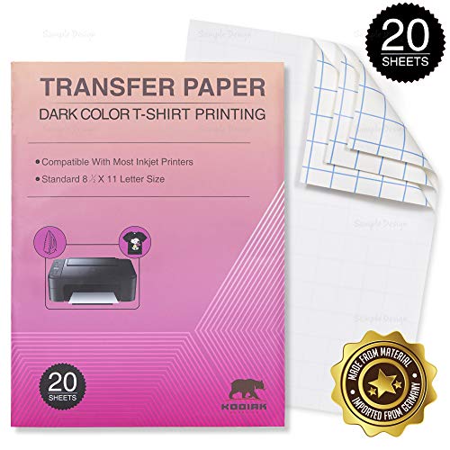 Kodiak Supplies Inkjet Iron-On Dark T Shirt A4 Transfers Paper" Pack of 20 Sheets