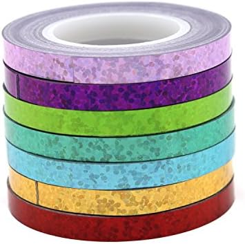 YUTIAN Skinny Thin Assorted Rainbow Washi Craft Masking Tape Art (Glitter) (small point)