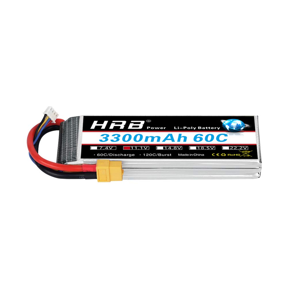 HRB 3S LiPo Battery 3300mAh 11.1V A+ Grade RC Lipo 60C XT60 Plug for RC Car Truck Truggy Airplane UAV Drone FPV Glider Quadcopter Racing Models