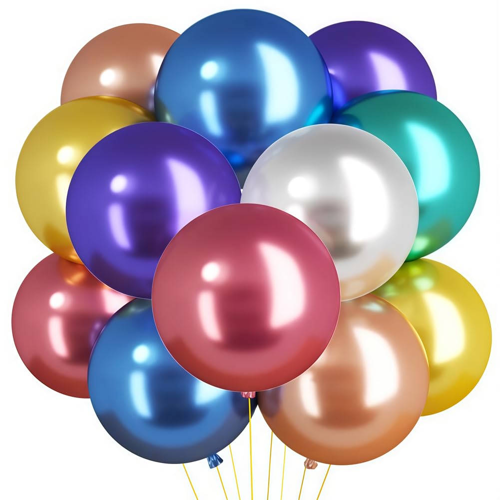 Photo 1 of 35 Pack Metallic Balloons 18 Inch Chrome Shiny Assorted Colors Latex Rainbow 7 Kinds Color Large Balloon for Birthday Wedding Bridal Baby Shower Supplies Party Decorations