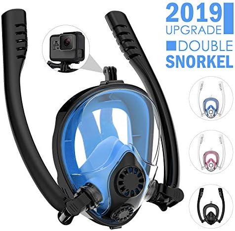 HENGBIRD Integral Full Face Anti-Fog Snorkel Mask Glasses with 180 ° Full Visible Support Sports Camera