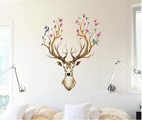 Colorful Reindeer Deer Head Wall Mural Art Sticker for Room Decor Antlers, Multicoloured - Image 5
