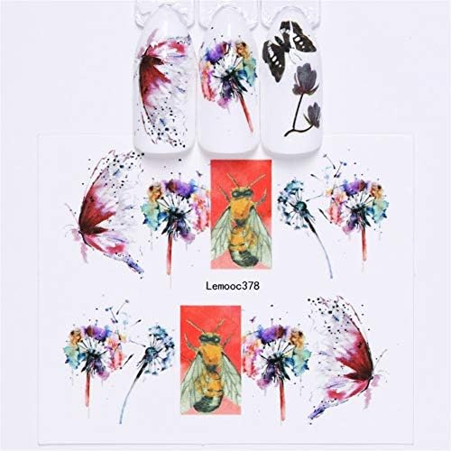 Set 100 品質保証 ドラッグストア 正規品送料無料 Hxiang ジュエリー 激安超特価 B037lft9 新作製品 世界最高品質人気 色 8 Diy 工具 ガーデン 45pcs セットブラックフラワーウォーターtransferがカラフルなネイルアートステッカー蝶のレースのドリーム