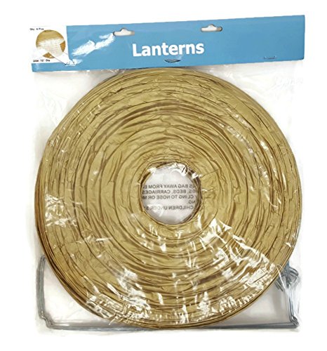 Chinese Paper Lanterns, Gold, 12' Inch Diameter - By Playscene (Pack of 6) (GOLD)