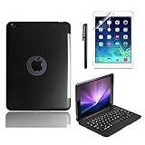 iPad Mini Keyboard Case, BoriYuan Bluetooth Wireless Keyboard Folio Flip Smart Cover For Apple iPad Mini 3/ iPad Mini 2/ iPad Mini 1 with Folding Stand and Auto Sleep/Wake Function, Black