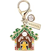 MONNEL MC693 Little Christmas Chocolate Candy House with Gingerbread man Lobster Clasp Charm for Women with Velvet Bag (Chocolate,1 Piece)