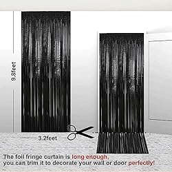 2 Pack 3.2 ft x 9.8 ft Black Tinsel Curtain Party