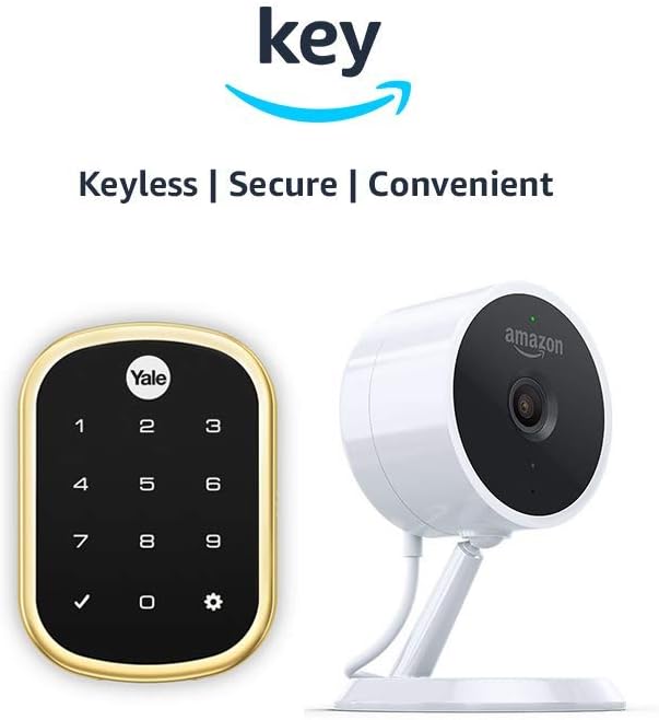 Yale Assure YRD256 SL Key Free Touchscreen Deadbolt + Amazon Cloud Cam | Key Smart Lock Kit (Polished Brass)