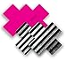 Nippies Pink Metallic Black Striped Cross Waterproof Adhesive Nipple Cover Pasties 2 Pairs