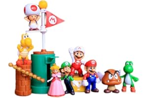 Isaneihas Mario Toy Bros Super Mary Princess, Turtle, Mushroom, Orangutan, Super Mary Action Figures （12-Piece）