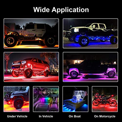 Morefulls-LED-Rock-Lights-Multicolor-Exterior-Light-RGB-Underglow-Neon-Lights-4-Pods-Waterproof-with-APP-Control-Music-Mode-for-Truck-Car-UTV-ATV-SUV-Jeep-4X4