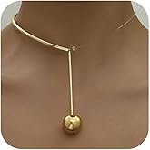 Zurlcdye Gold Ball Necklace Long Boho Necklaces for Women Elegant Statement Jewelry Gift Idea Festival Accessories