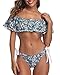 Tempt Me BlueTwo Piece Off The Shoulder Bikini Sets Ruffle Sexy Top with Low Waisted Bottom Bathing Suits for Women M