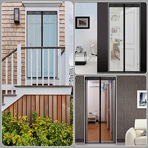 Veidoo Magnetic Screen Door, Self Sealing, Hands Free, Heavy Duty Mesh Curtain with Hook & Loop Fastener to the Door Frame Fits Door Size Up to 34 x 82 inch Max, protect your home against Bug Mosquito