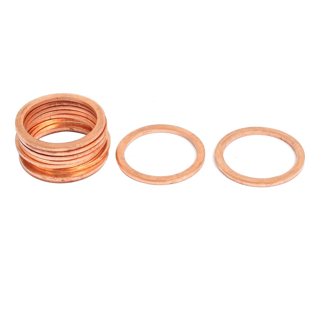 Sourcingmap 10pcs 22mmx27mmx1.5mm Copper Flat Ring Sealing Crush Washer Gasket