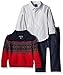 Nautica Baby Boys' Three Piece Set with Woven, Shawl Fairisle Sweater, Pant