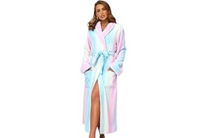 RONGTAI Womens Bathrobe Ladies Fleece Plush Warm Long Robes