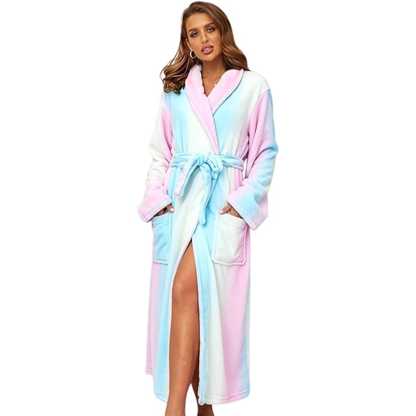 Dressing Gown for Women with Hood, Fluffy Super Soft Flannel Long Bath Robe  with Pockets, Perfect Loungewear Gifts for Mum Ladies (TYP-13,XL) at Amazon  Women's Clothing store