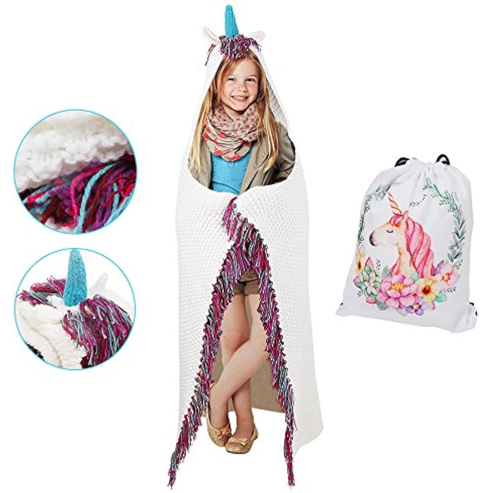 Blanket Wearable Blankets For Kids, Sleeping Knitted Crochet Hooded