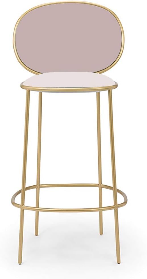 BAICHEN Retro bar stools Gold Metal Legs Velvet Seat cushion Dining Chair low back High Stool Bearing Weight 150kg, 3 color,Pink