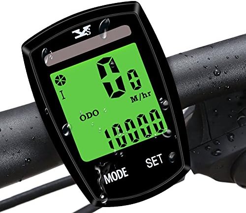 Bike Computer with Solar Energy ,Wireless Waterproof Bicycle Speedometer Odometer Cycling Stopwatch Mult Function with Large LCD Display by JINRAN