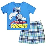Thomas and Friends Little Boys' Toddler Tee and Shorts Set, Blue (4T)