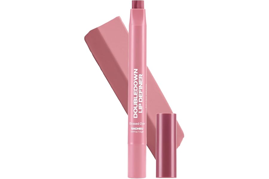 Sacheu DoubleDown Lip Definer — 2-in-1 Lip Liner & Balm — Long-Lasting Korean Make Up Lipstick with Satin Finish, Avocado Oil & Vitamin E (Glossed Over)