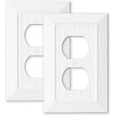 TEPUHUI 2 Pack 1-Gang Duplex Decorative Wall Plates, Vertical Stripe Textured Outlet Covers, 4.92